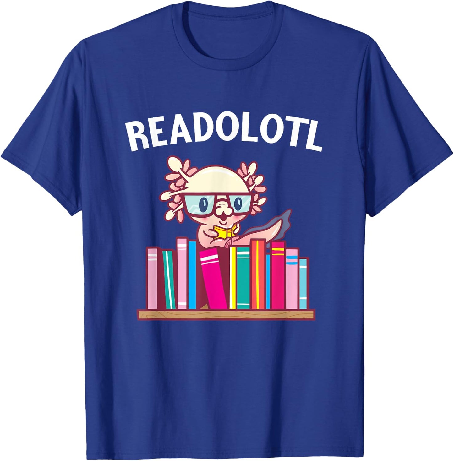 Funny Axolotl Shirt Book Reading Gift Bookworm Boys & Girls T-Shirt - T-Shirt | Royal