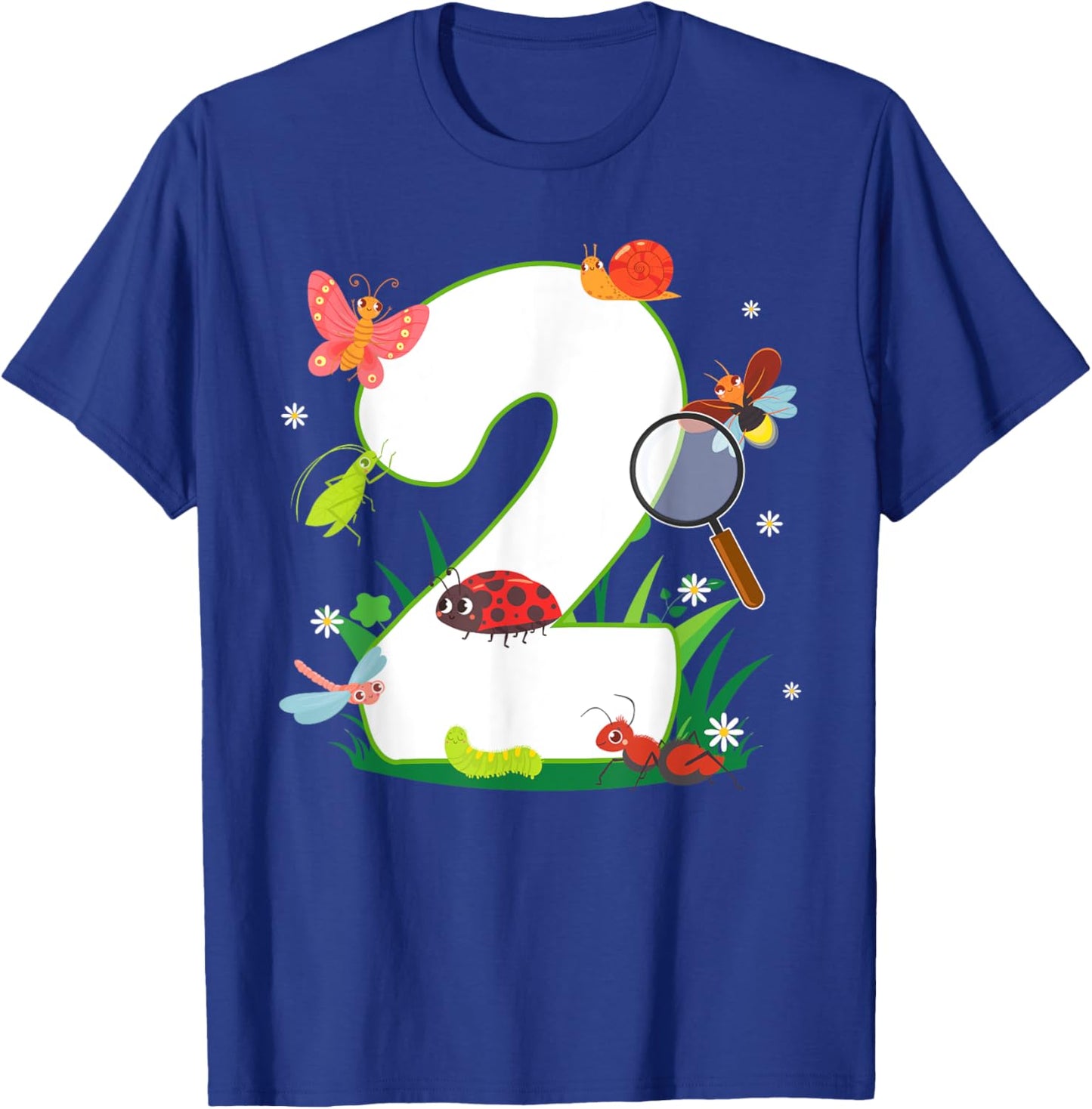 2nd Birthday Bugs And Insects Nature Lover 2 Year Old T-Shirt - T-Shirt | Royal