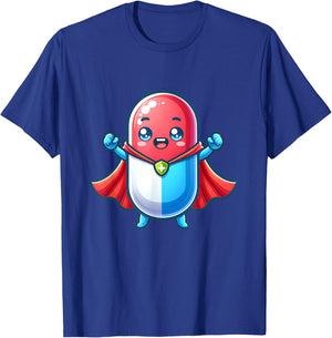 Cute Superhero Tablet Super Pill Hero Pharmacist T-Shirt - T-Shirt | Royal