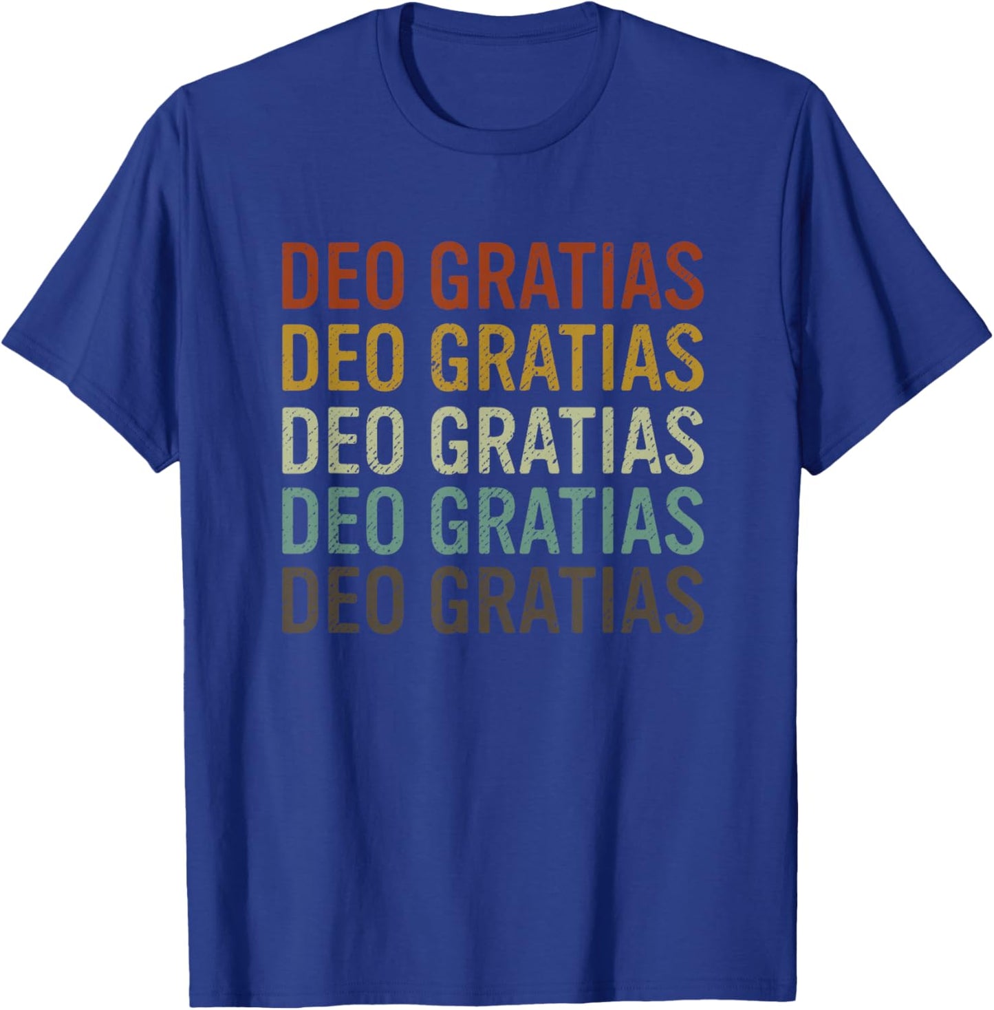 Deo Gratias Catholic Christian Men Women Retro T-Shirt - T-Shirt | Royal