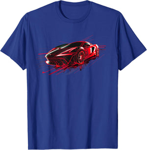 Supercar Exotic Sports Car Concept Car Poster Style Graphic T-Shirt - T-Shirt | Royal