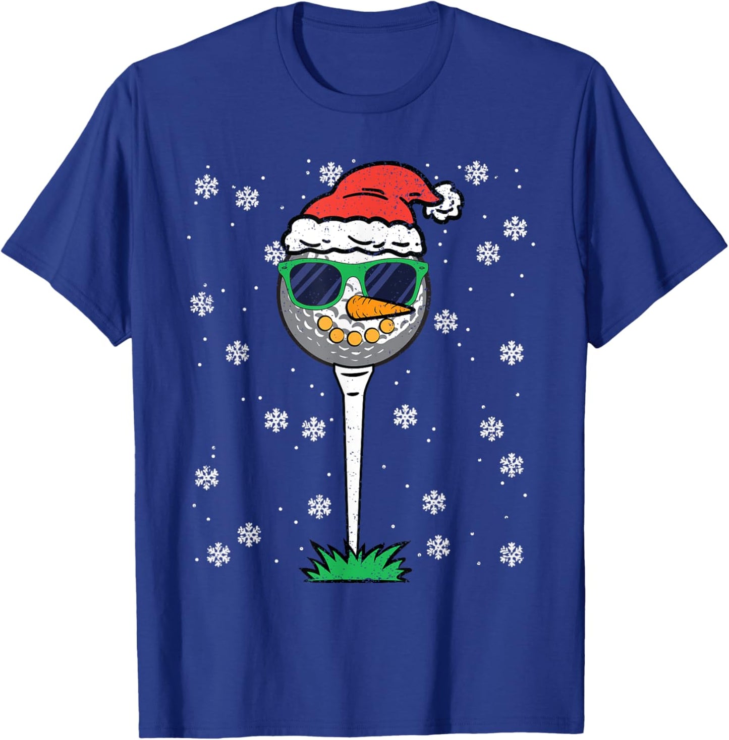Golf Ball Snowman Christmas Pajama Funny X-mas Sport Golfer T-Shirt - T-Shirt | Royal