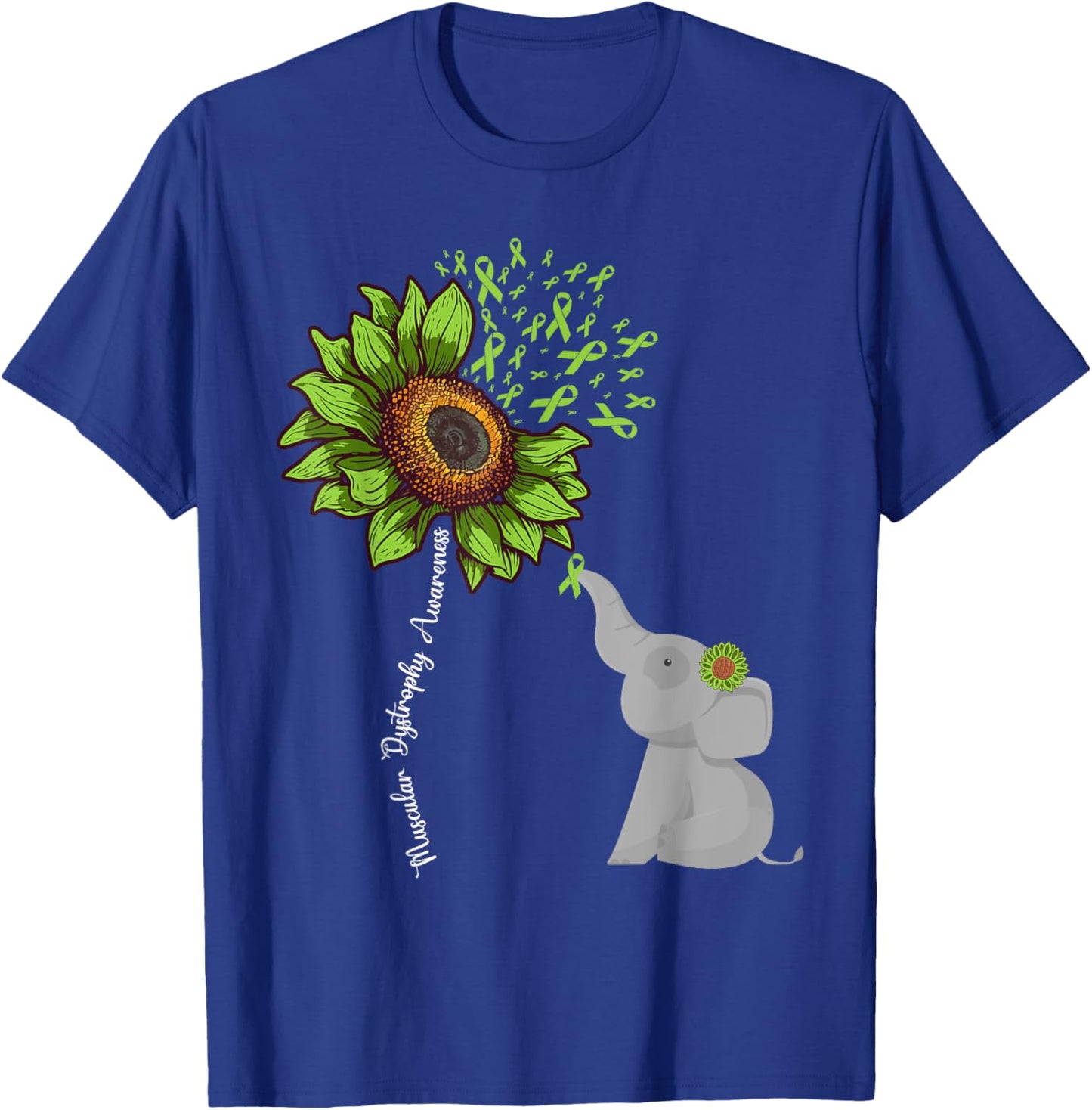 Sunflower Elephant Duchenne Muscular Dystrophy Awareness T-Shirt - T-Shirt | Royal