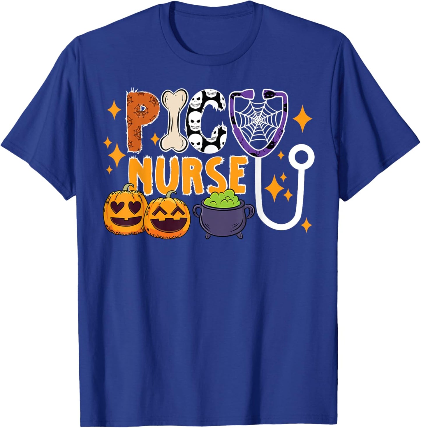 Spooky PICU Nurse Halloween Pediatric Intensive Care Unit T-Shirt - T-Shirt | Royal