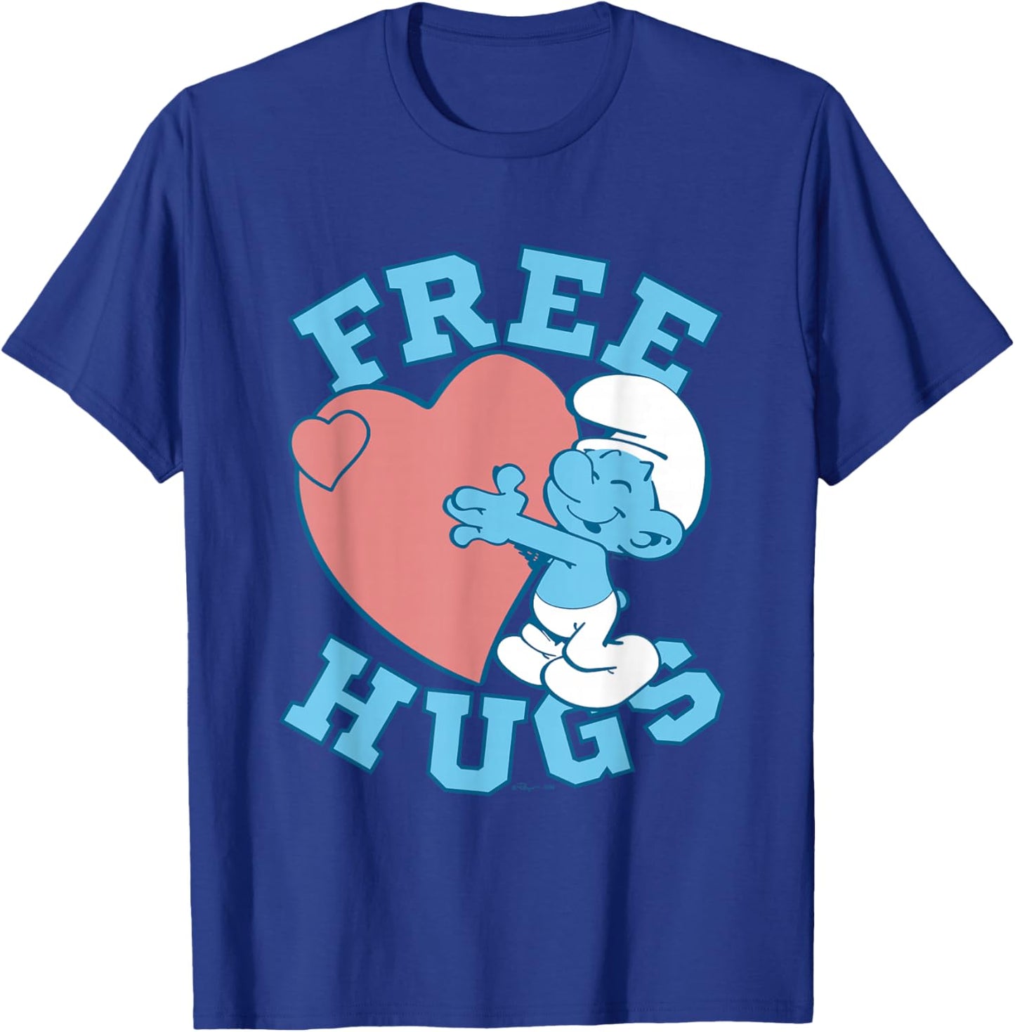 The Smurfs Valentine's Day Cute Smurf Free Hugs Chest Logo T-Shirt - T-Shirt | Royal