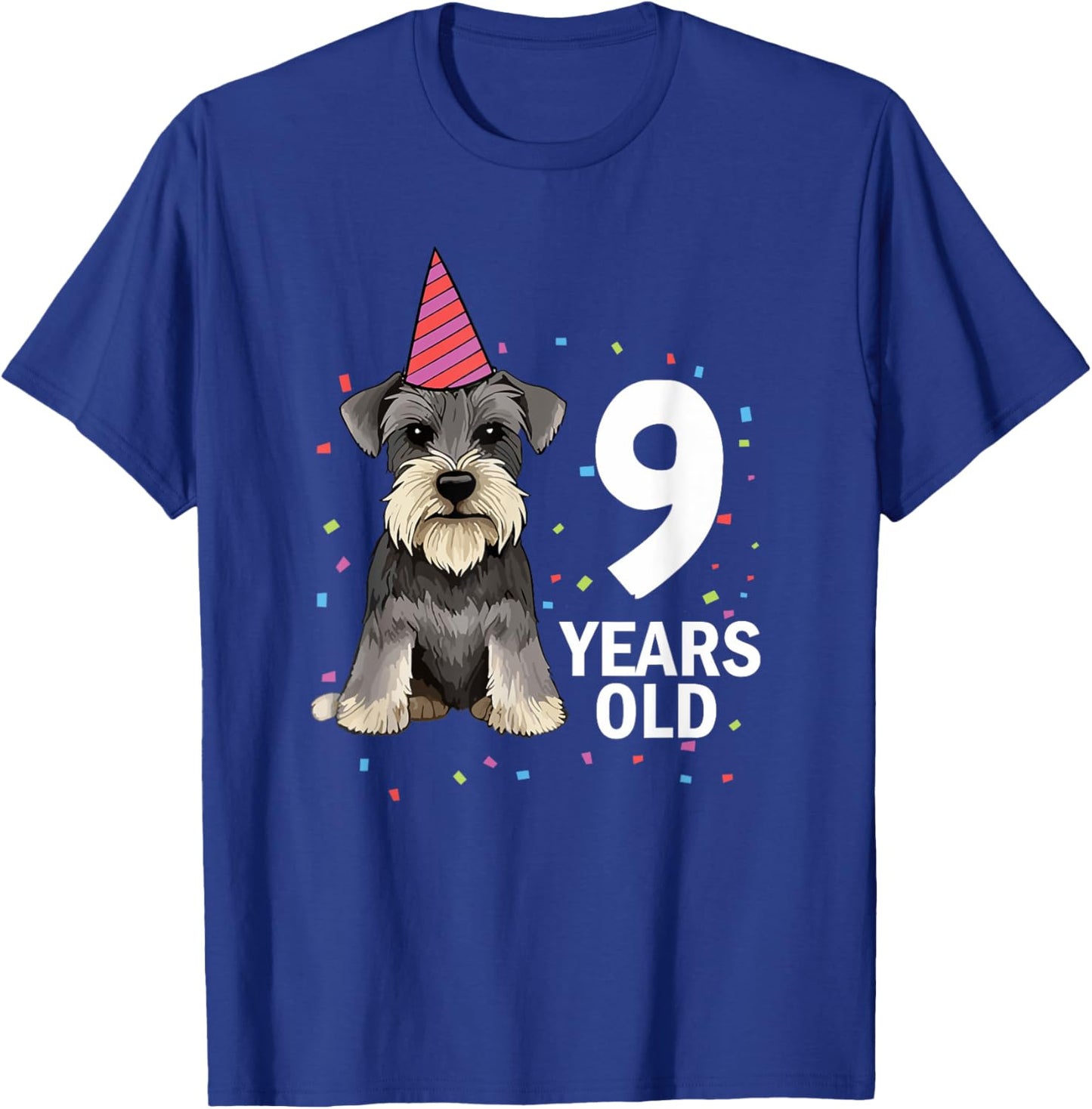 9 Years Old Birthday Schnauzer Dog Lover Puppy 9th Party Kid T-Shirt - T-Shirt | Royal