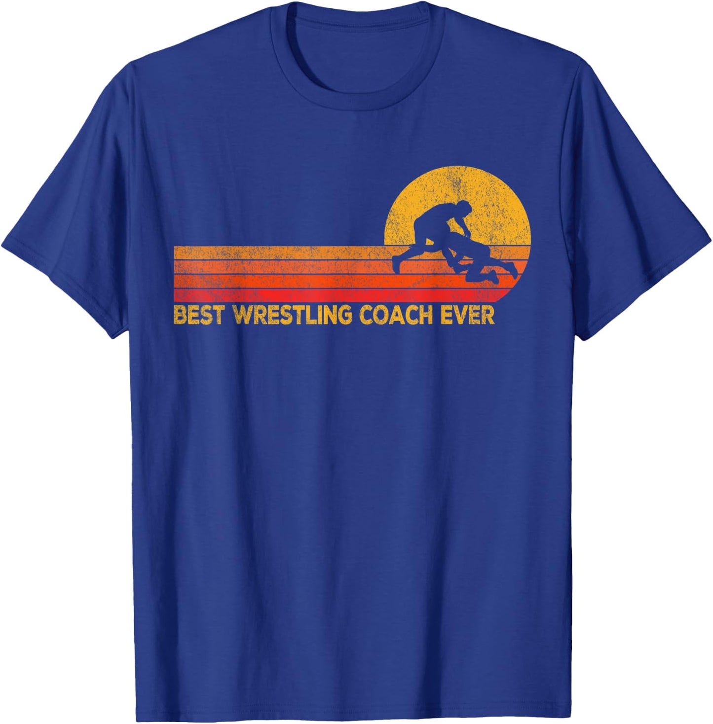 Best Scholastic Wrestling Coach Folkstyle Wrestling Retro T-Shirt - T-Shirt | Royal