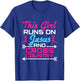 This Girl Runs on Jesus and Cross Country Cute Running XC T-Shirt - T-Shirt | Royal
