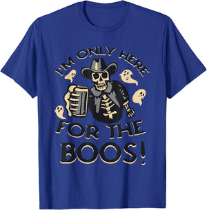 Funny Halloween Western Cowboy Only Here for the BOOS! T-Shirt - T-Shirt | Royal