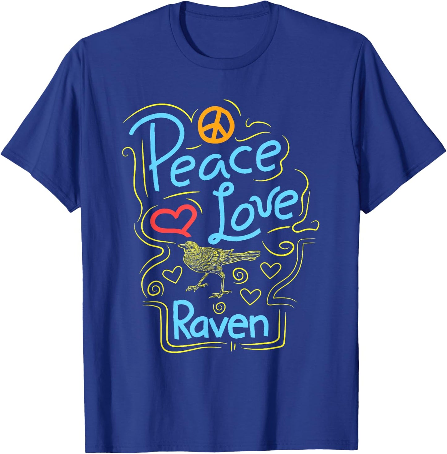 Peace Love Raven Clothes Crow Outfit Bird Lover Gift Raven T-Shirt - T-Shirt | Royal