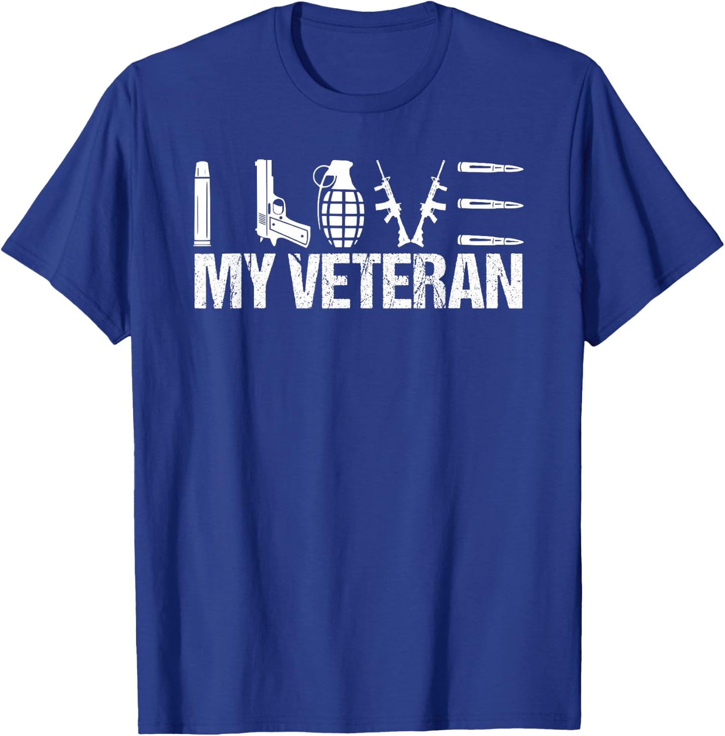 I Love My Veteran Flag Heart Wife Girlfriend T-Shirt - T-Shirt | Royal