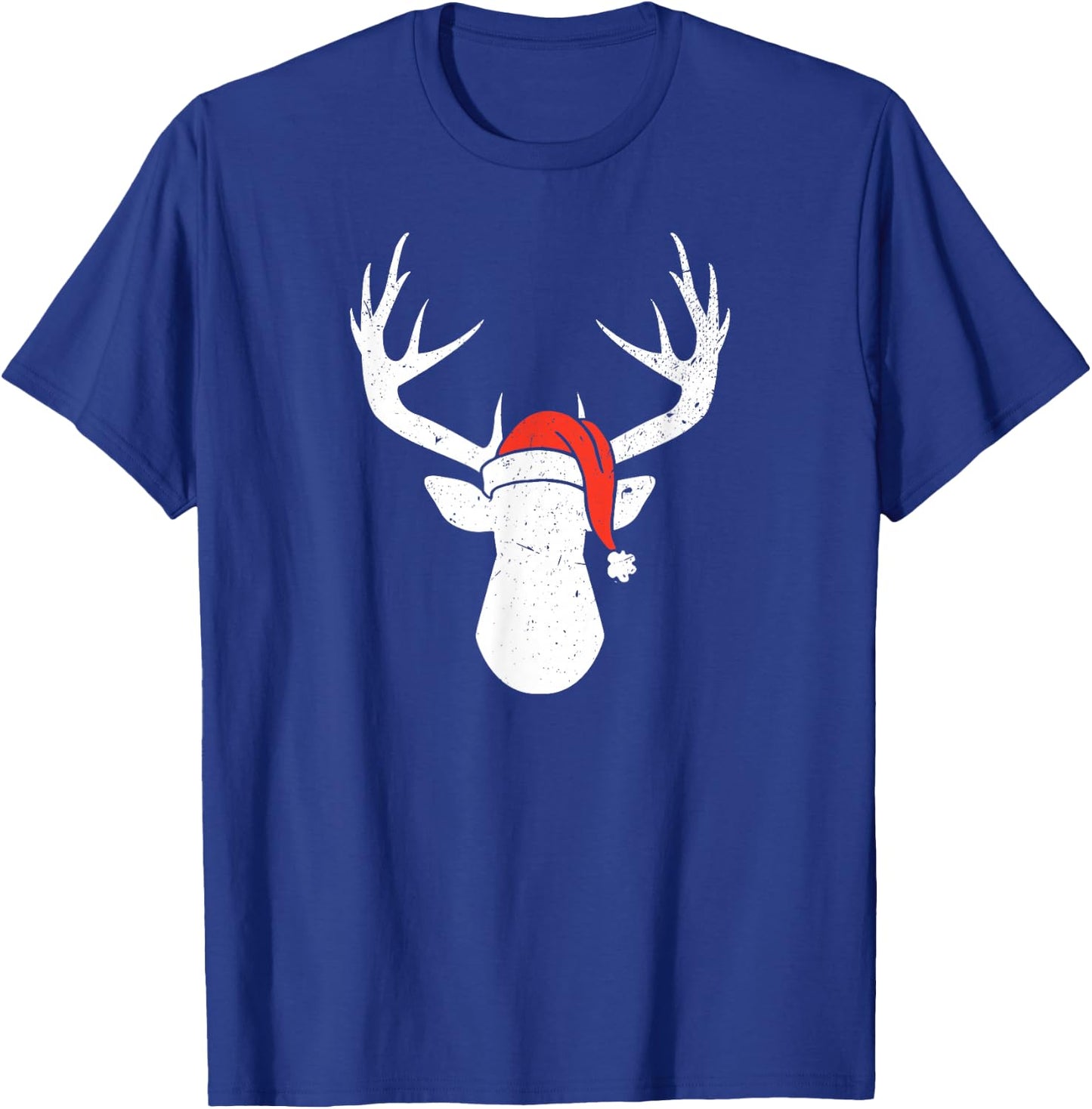 Deer with Santa Hat Christmas Pajama Hunting Gift T-Shirt - T-Shirt | Royal