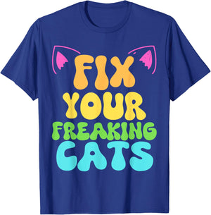 Cat kitten spay neuter rescue shelter feral awareness cats T-Shirt - T-Shirt | Royal