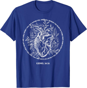 Retro Ezekiel 36-26 Heart Of Flesh Bible Verse Christian T-Shirt - T-Shirt | Royal