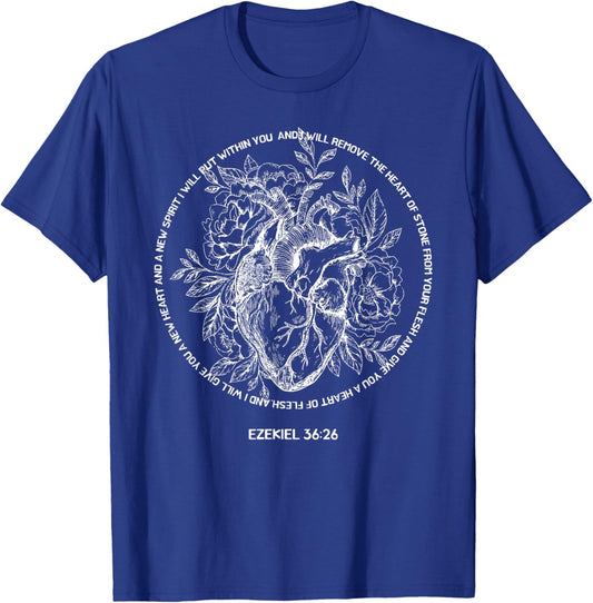 Retro Ezekiel 36-26 Heart Of Flesh Bible Verse Christian T-Shirt - T-Shirt | Royal