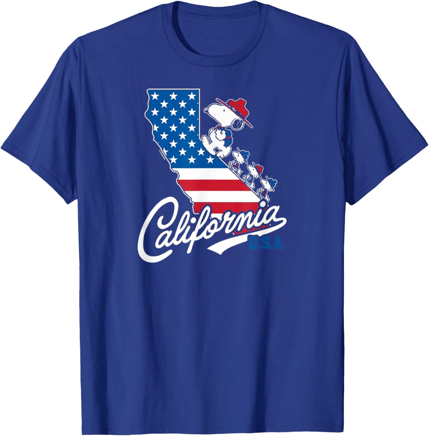 Peanuts - Beagle Scouts California U.S.A Flag Fill State T-Shirt - T-Shirt | Royal