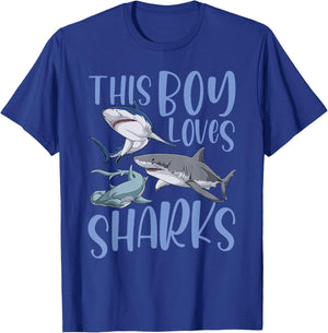 Shark Lover Kids This Boy Loves Sharks T-Shirt - T-Shirt | Royal