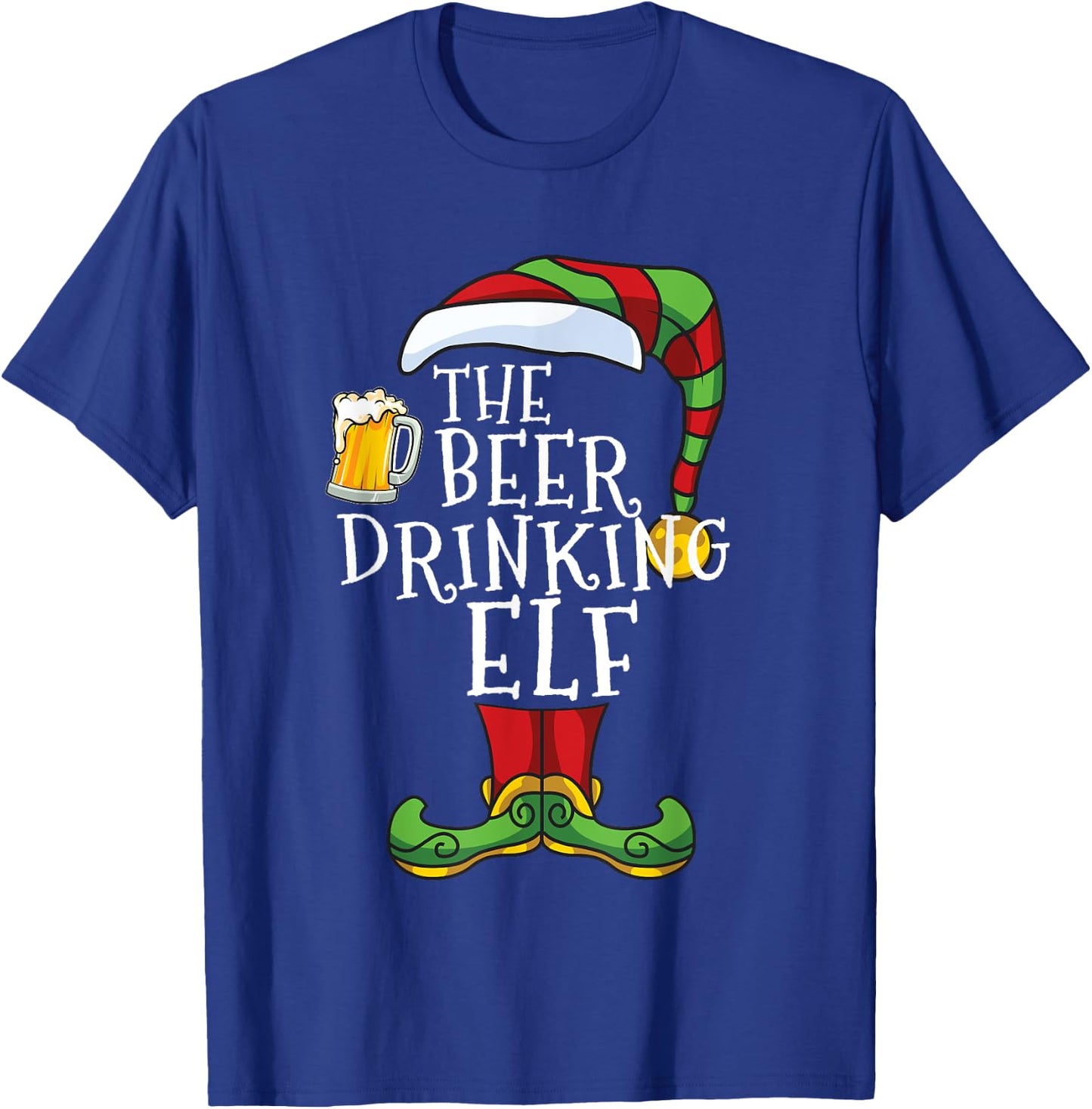 Beer Drinking Elf Family Matching Christmas Funny T-Shirt - T-Shirt | Royal