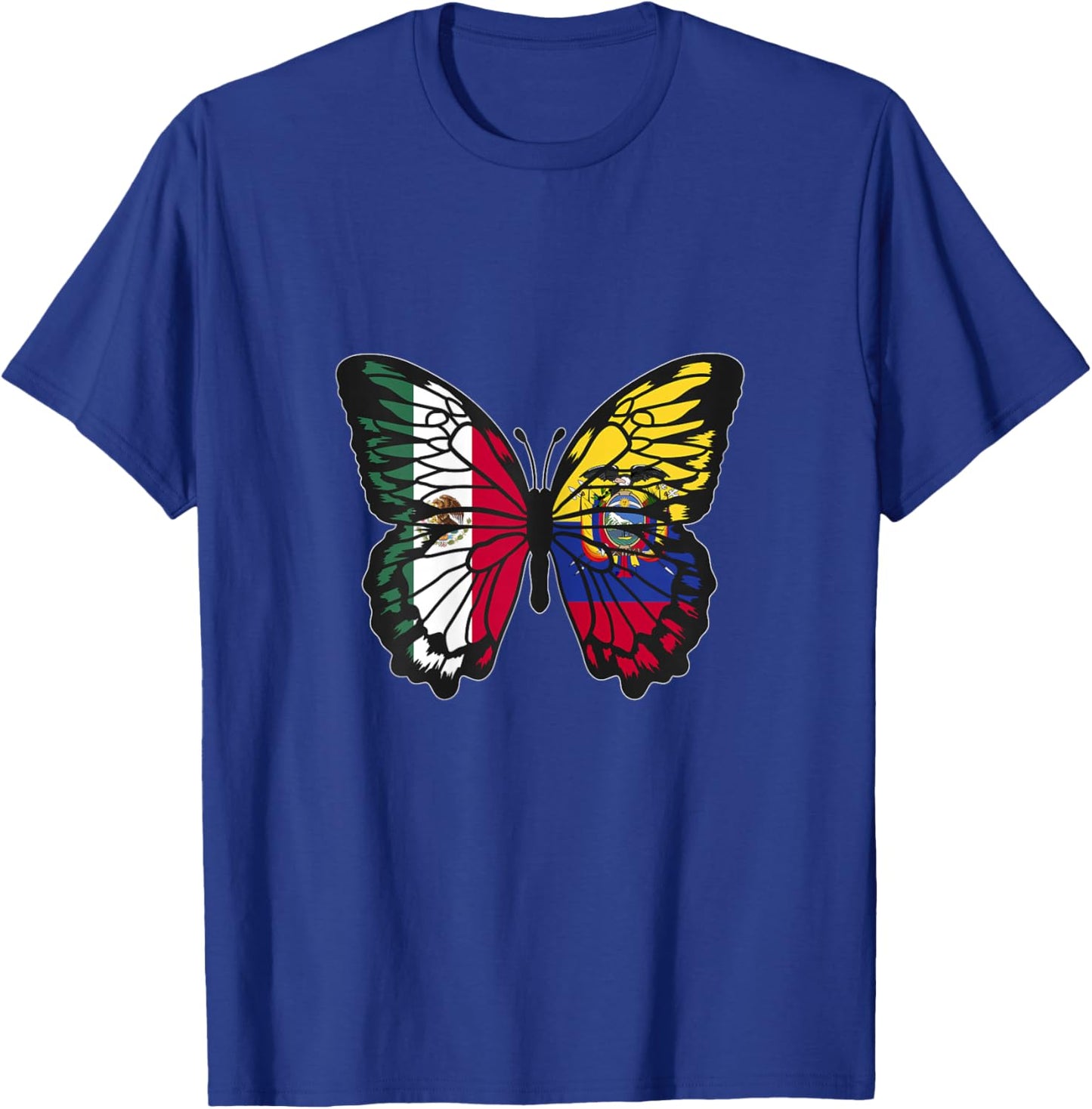 Mexico and Ecuador Mix Butterfly Half Mexican Ecuadorian T-Shirt - T-Shirt | Royal