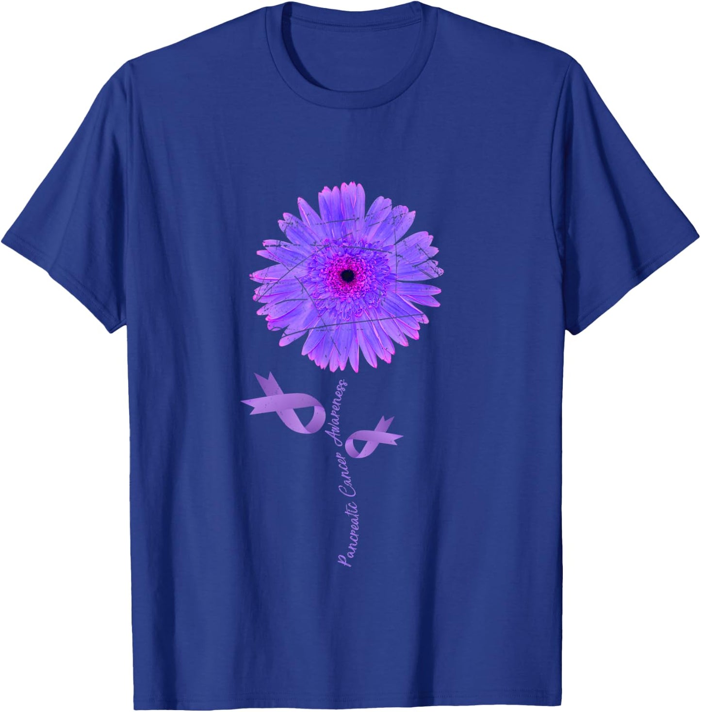 Cancer Warrior Purple Ribbon Gift Pancreatic Cancer T-Shirt - T-Shirt | Royal