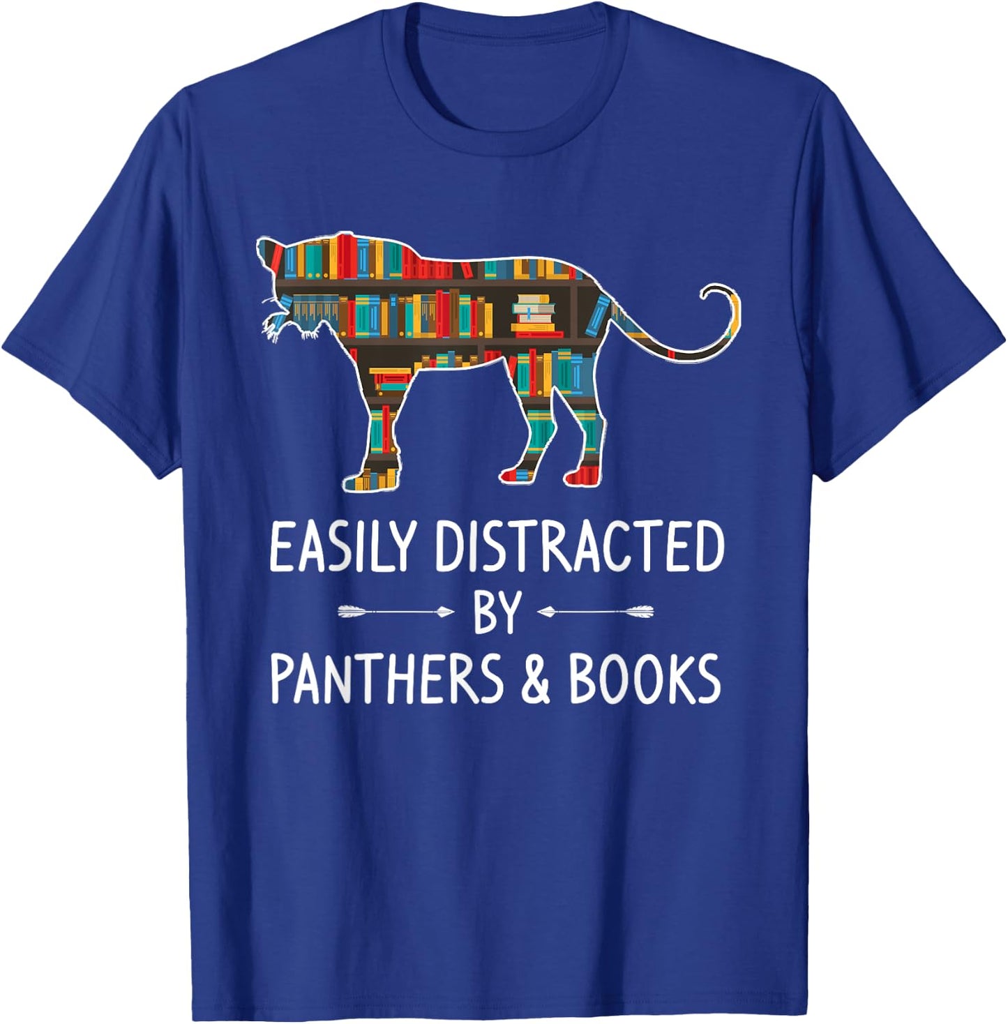 Easily Distracted By Panthers & Books Lover Gift Jaguar T-Shirt - T-Shirt | Royal