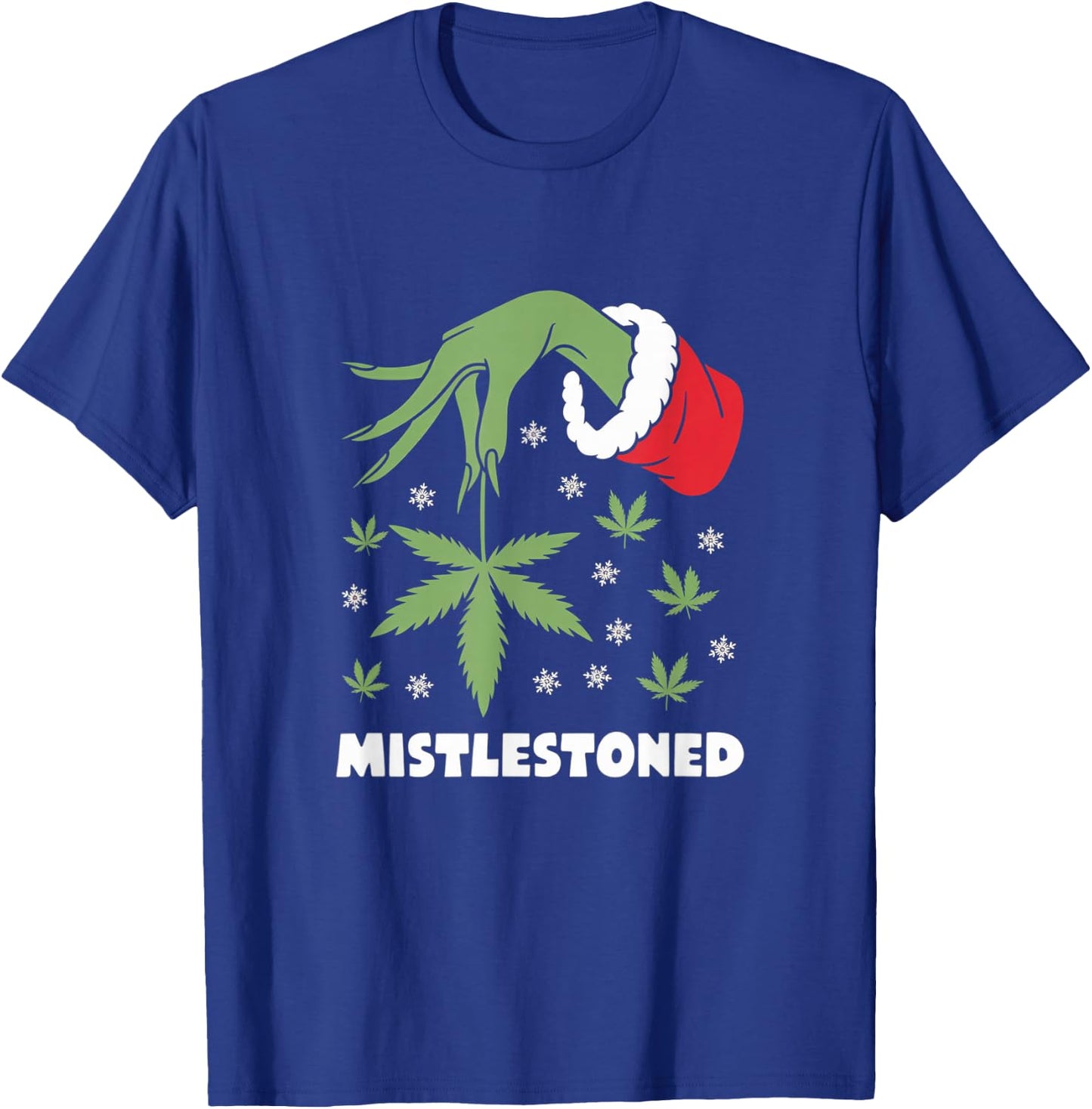 Mistlestoned Weed Leaf Cannabis & Marijuana Ugly Christmas T-Shirt - T-Shirt | Royal
