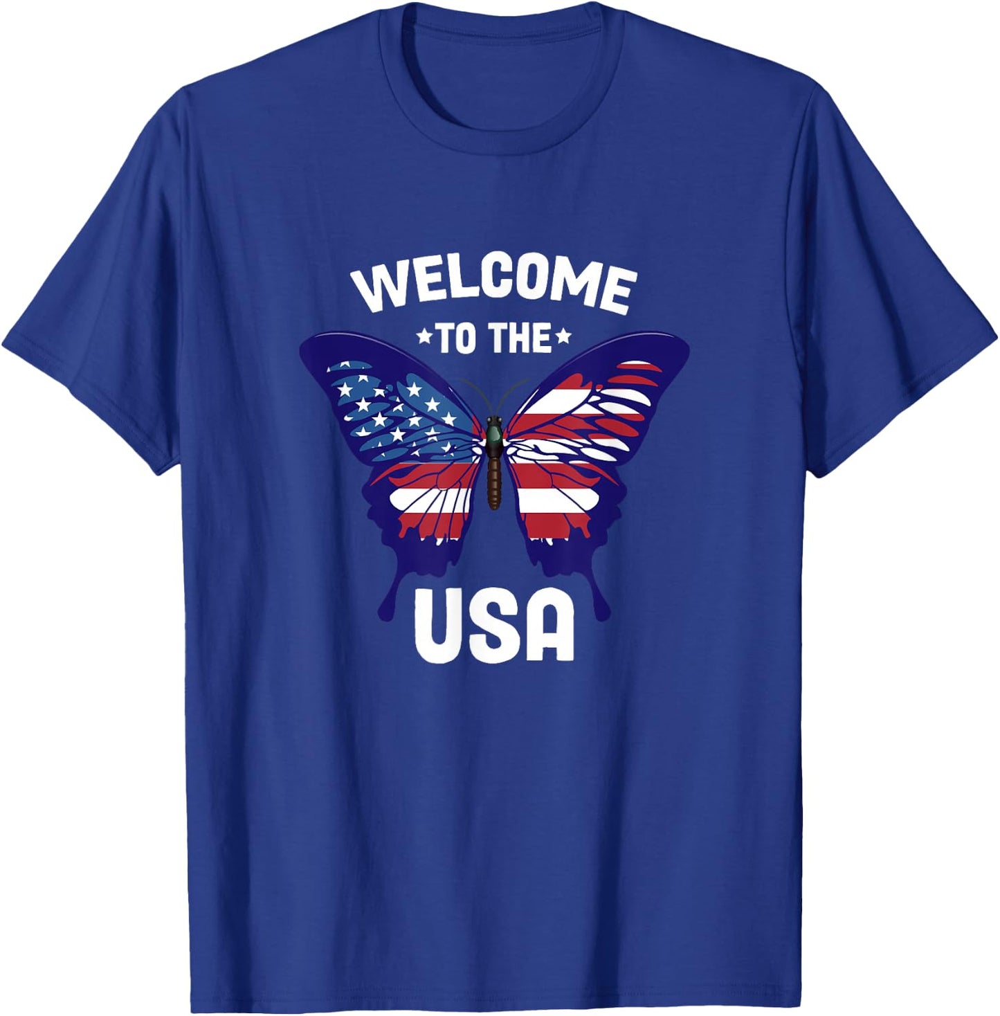 Welcome to the USA Patriotic Butterfly New American Citizen T-Shirt - T-Shirt | Royal