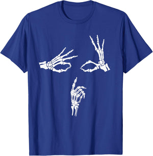 Skeleton Hands Face Shhh Say Less... T-Shirt - T-Shirt | Royal