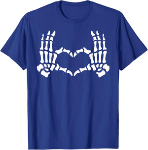 Skeleton Hands Heart Sign Retro Halloween Skeleton Hand Sign T-Shirt - T-Shirt | Royal
