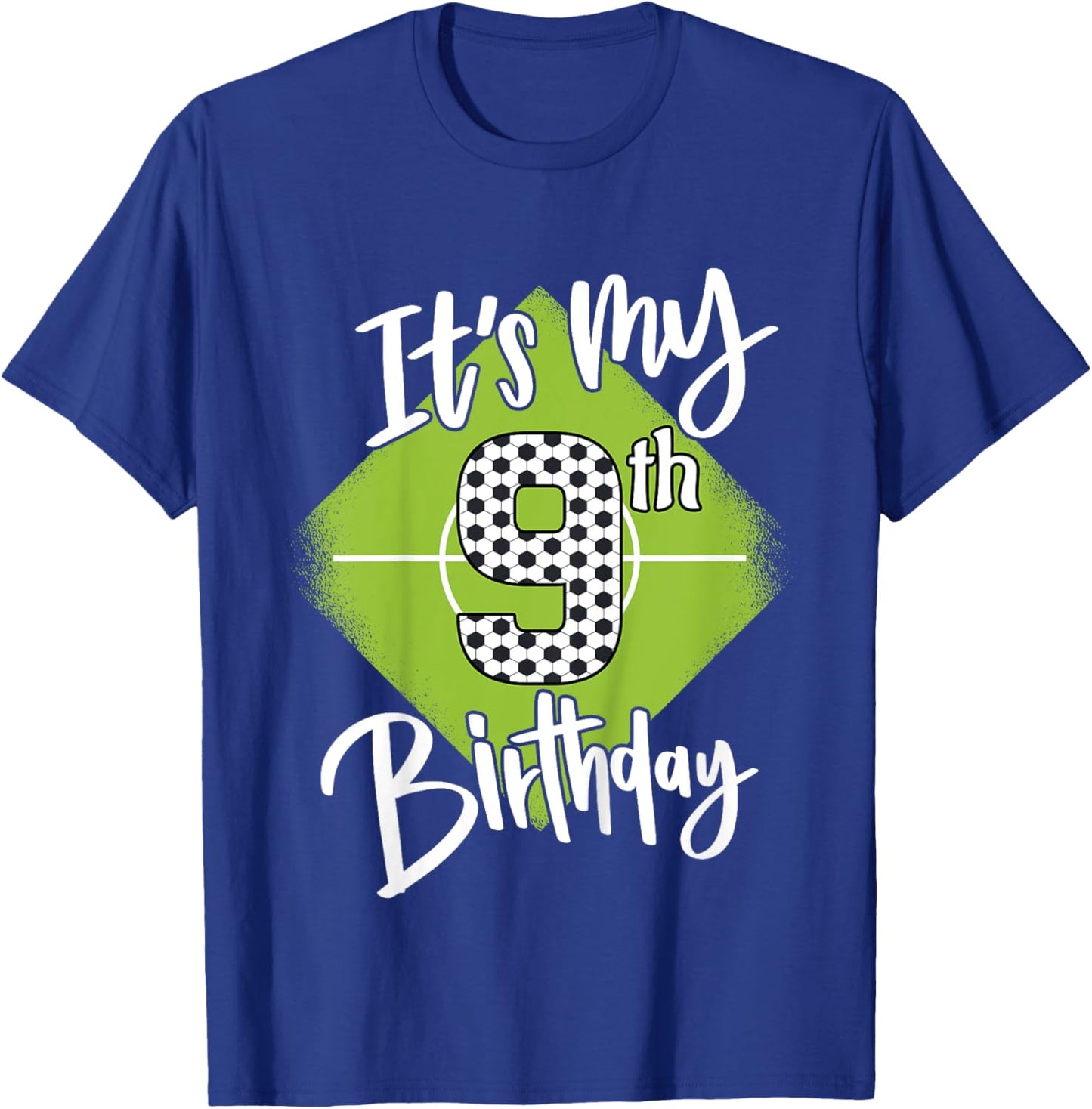 Kids Soccer Birthday 9 Years Boys Football It's My 9th Birthday T-Shirt - T-Shirt | Royal