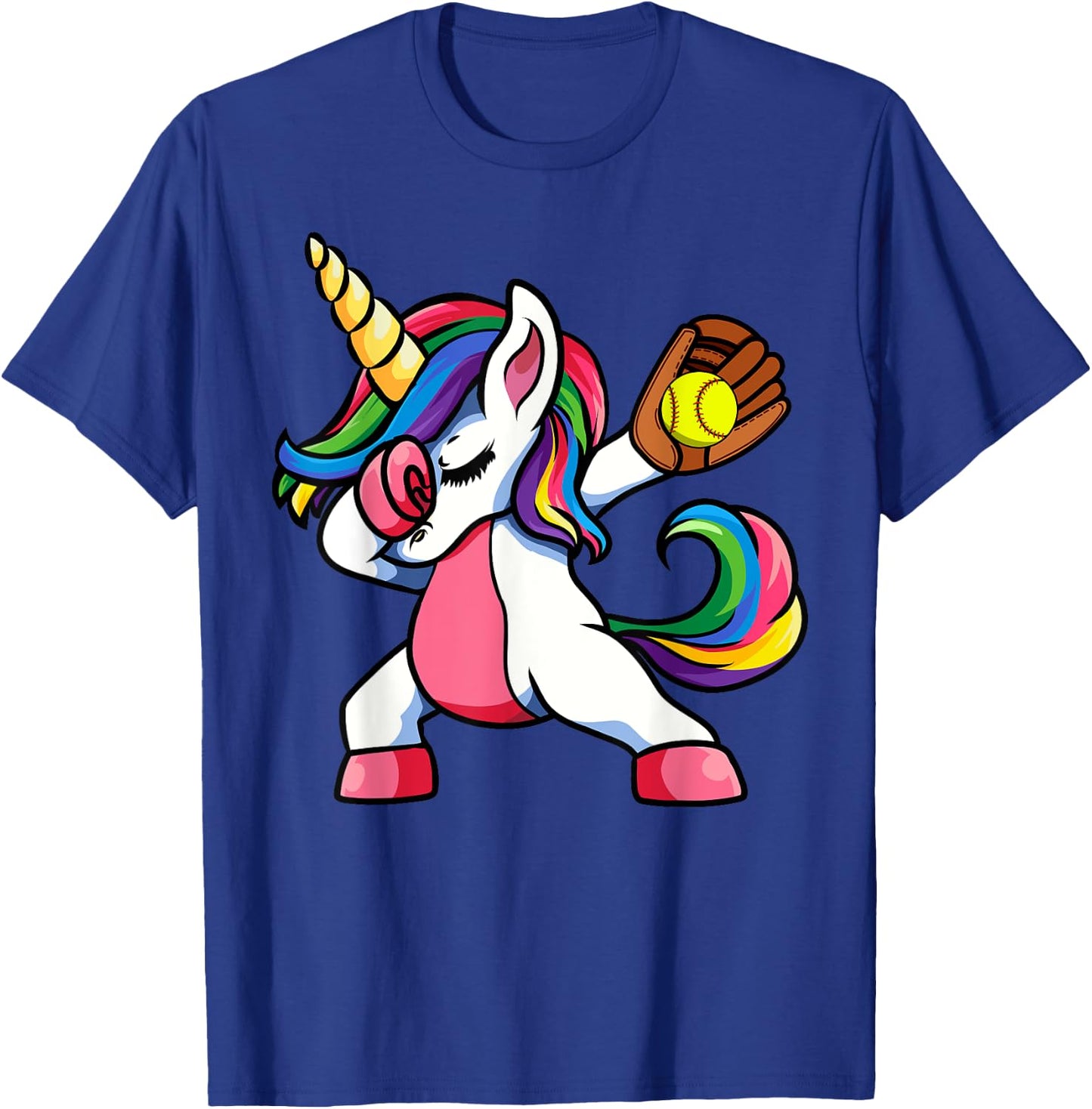 Girls Funny Dabbing Softball Unicorn Apparel Kids Dab T-Shirt - T-Shirt | Royal