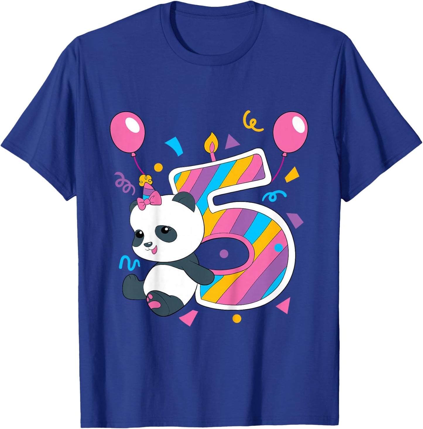 Panda I'm 5 Years Old Girls Birthday Party T-Shirt - T-Shirt | Royal