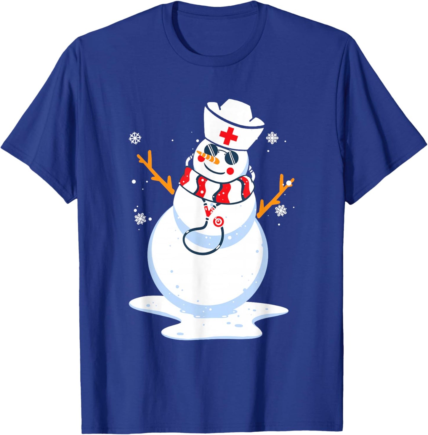 Nurse Snowman Nursing RN Registered Funny Christmas T-Shirt - T-Shirt | Royal