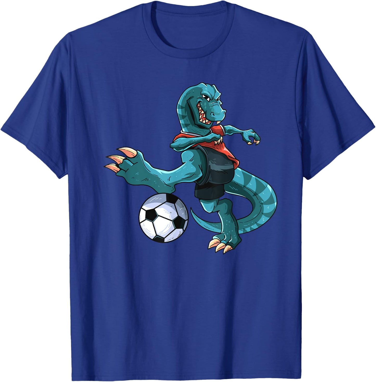 Funny Dino Soccer Player T-Rex Lover Football Game Kids Boys T-Shirt - T-Shirt | Royal