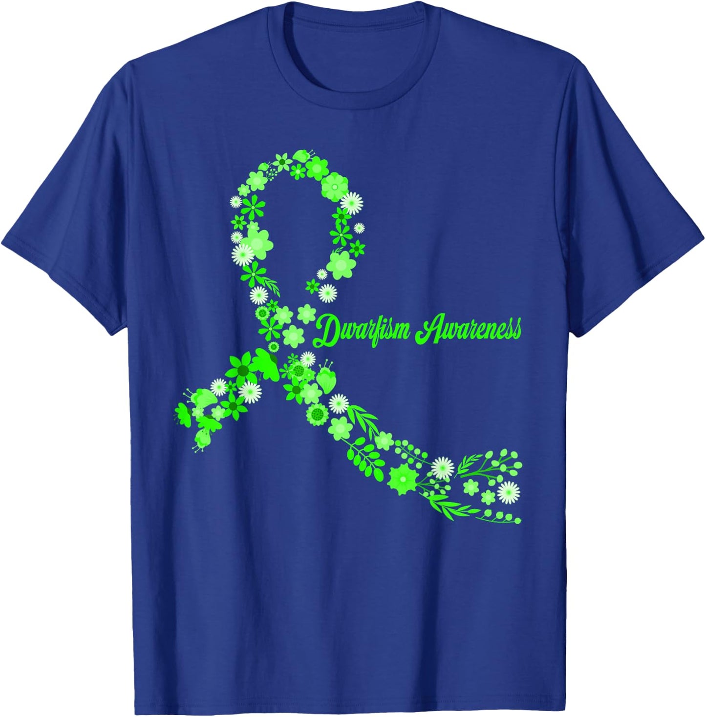Dwarfism Awareness Hippie Flower Green Ribbon Support T-Shirt - T-Shirt | Royal