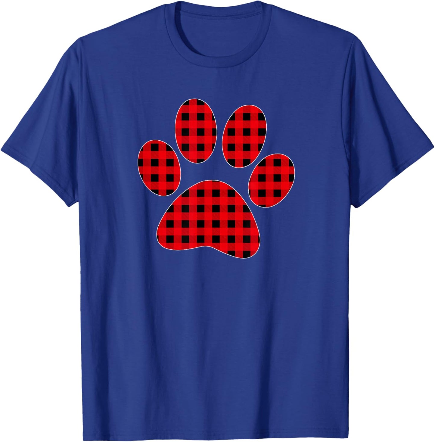 Puppy dog Paw Print Red Plaid Matching Buffalo Family Pajama T-Shirt - T-Shirt | Royal