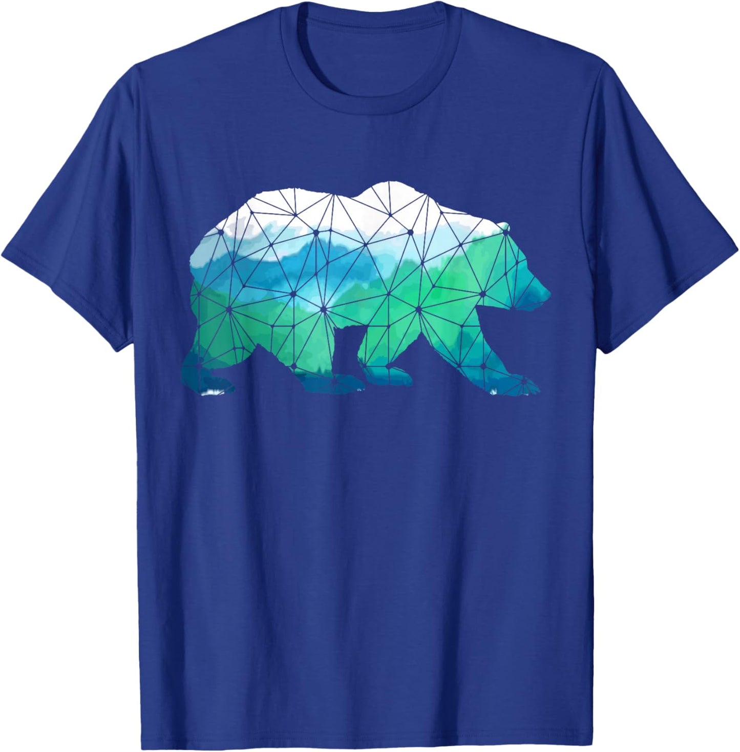 Bear Low Poly Mountains Grizzly Hiking Camping Camper Gift T-Shirt - T-Shirt | Royal