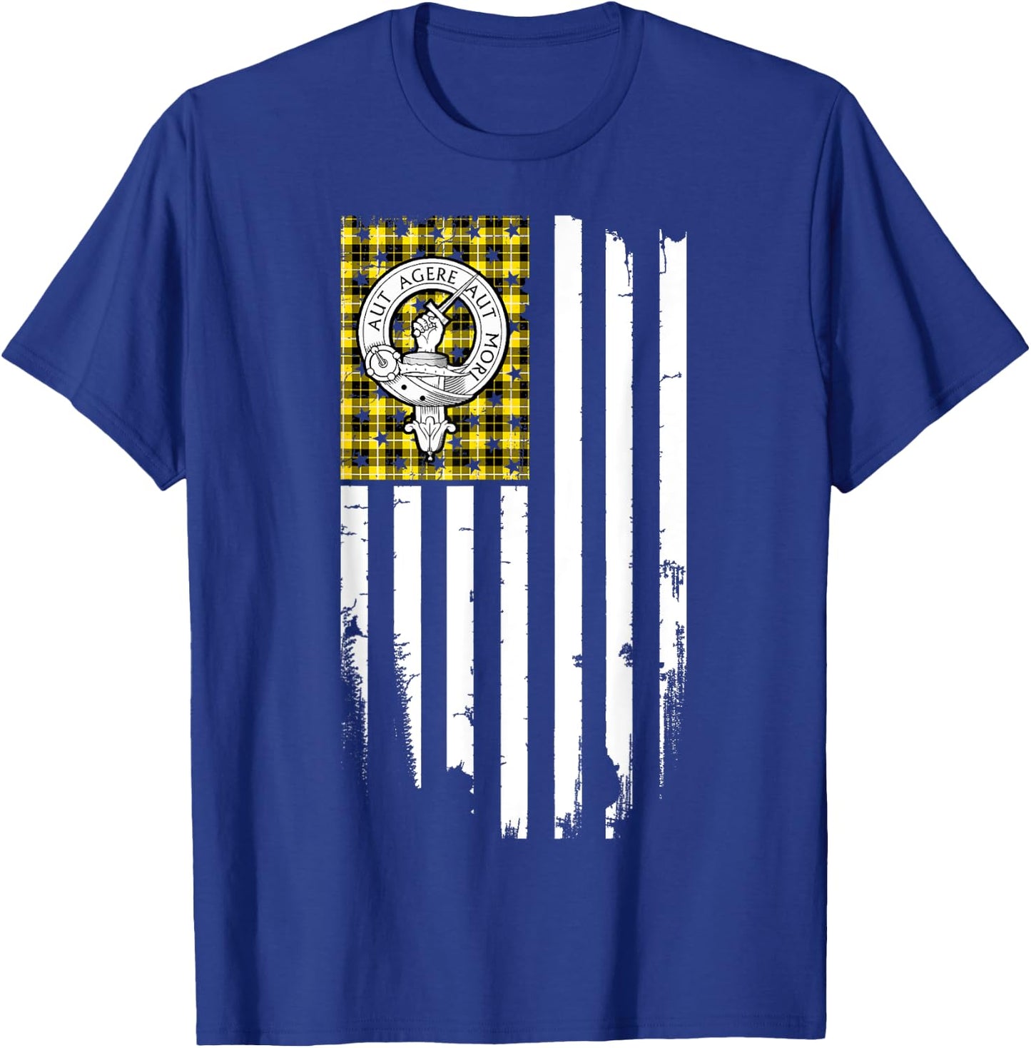 Scottish American Barclay Clan & Stripes Flag T-Shirt - T-Shirt | Royal