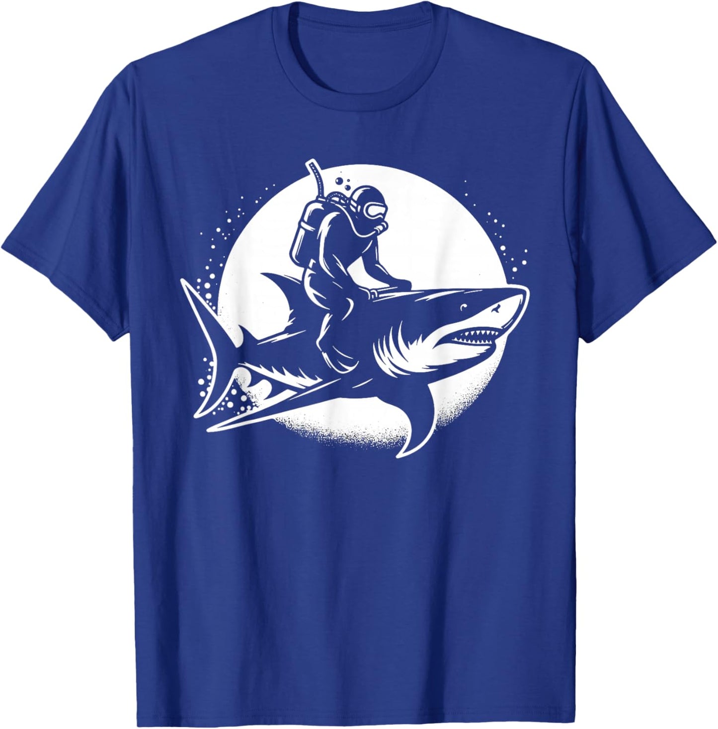 Scuba Diver Riding Shark Funny Shark Lover Diving T-Shirt - T-Shirt | Royal