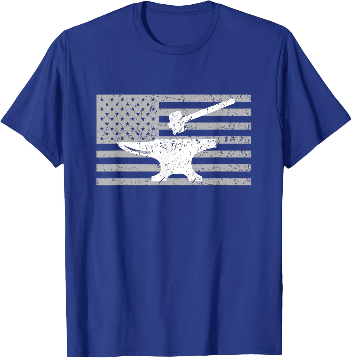 Forging Shirt, Forge Shirt, American Flag Blacksmith Anvil Women Men T-Shirt - T-Shirt | Royal