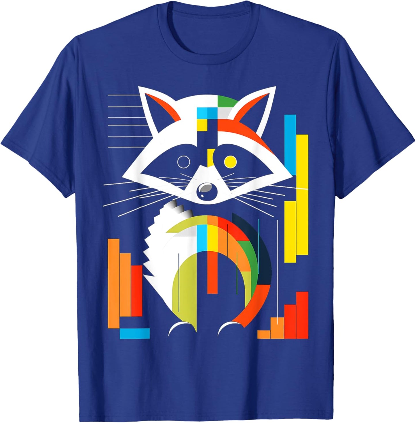 Raccoon Colorful Art Animal Geometric Graphic Raccoon T-Shirt - T-Shirt | Royal