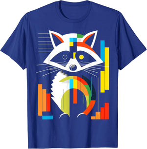 Raccoon Colorful Art Animal Geometric Graphic Raccoon T-Shirt - T-Shirt | Royal