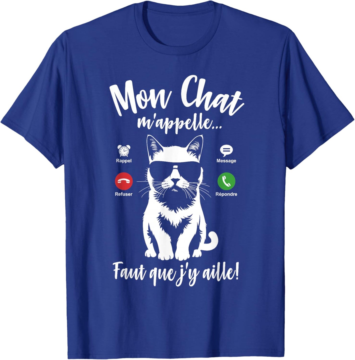 Cat Silhouette Woman Girl Humour Mon Chat m'appelle , Black, S T-Shirt - T-Shirt | Royal
