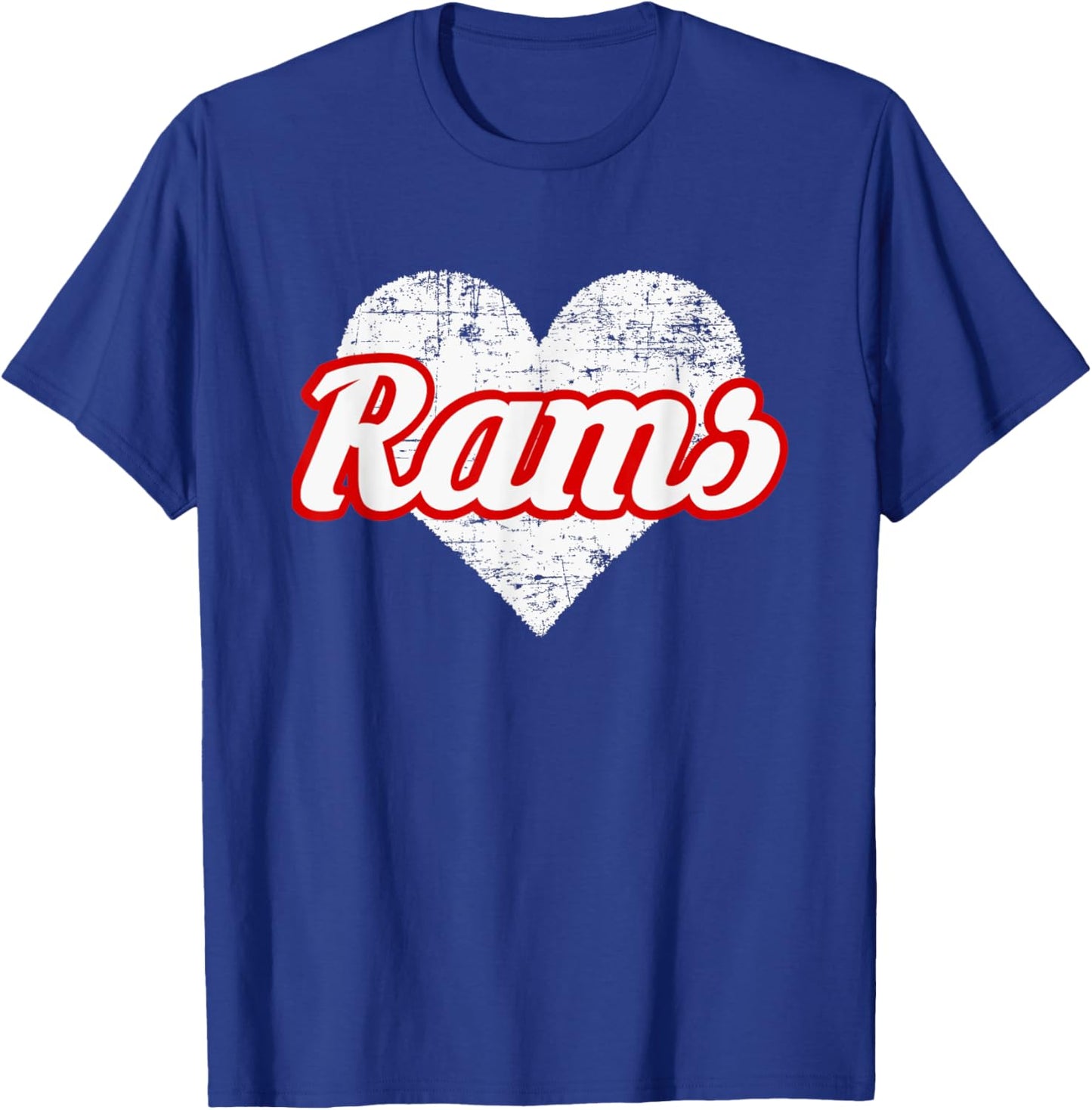 Edgewood Rams Over Heart T-Shirt - T-Shirt | Royal