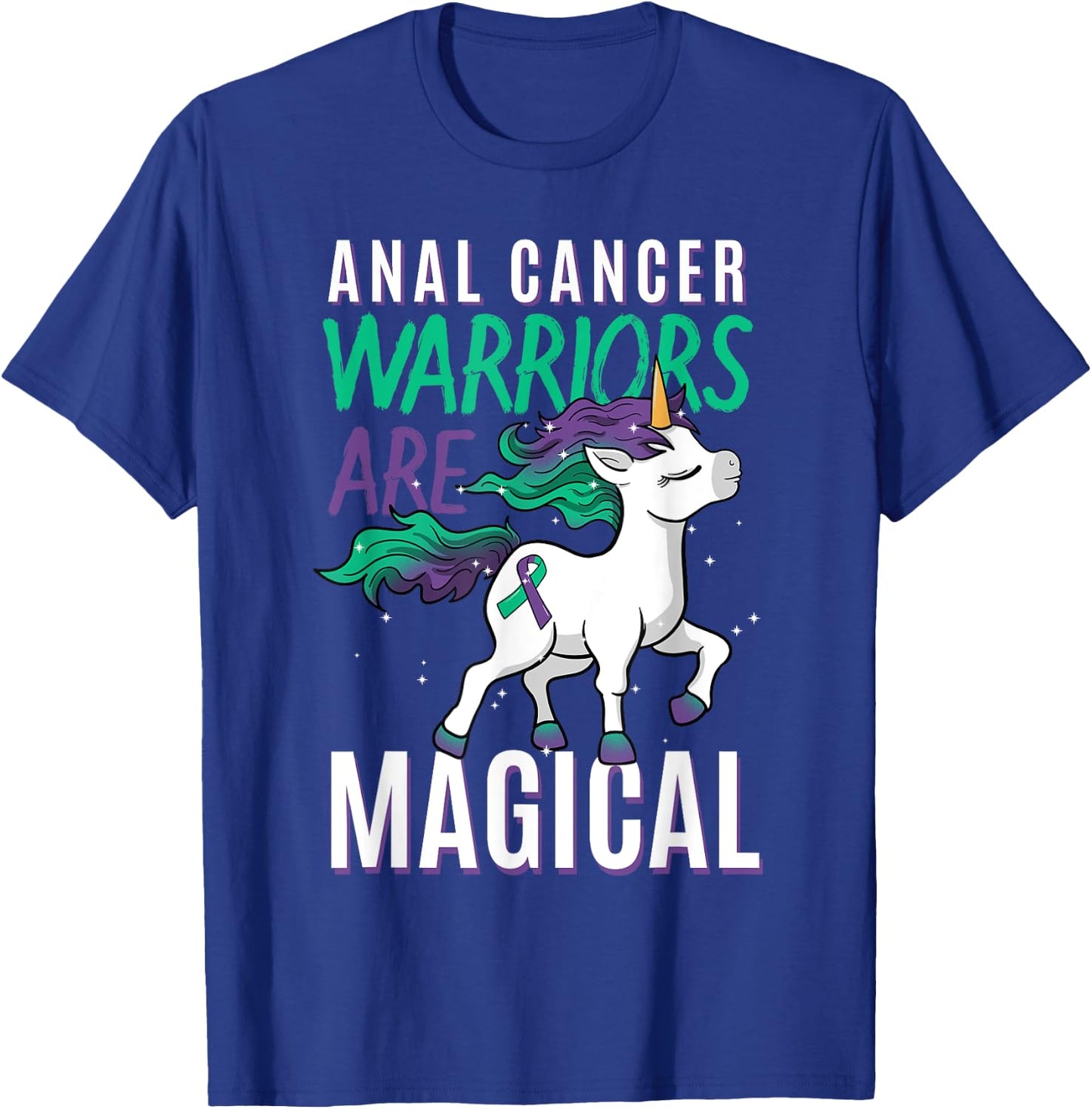 Anal Cancer Awareness Supporter Fighter Unicorn Lover Gift T-Shirt - T-Shirt | Royal