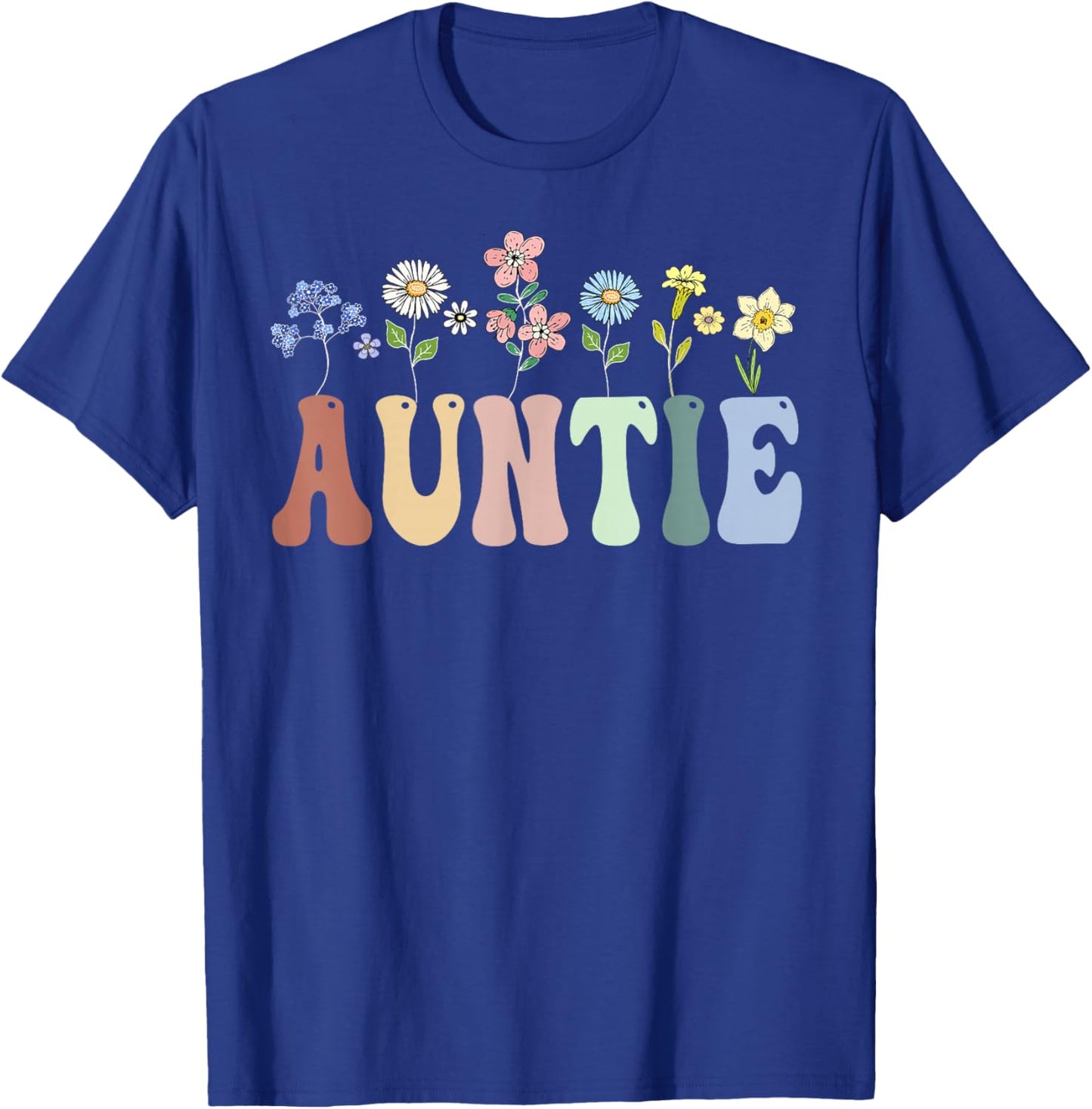Auntie Gifts Women Wildflower Floral Design Auntie T-Shirt - T-Shirt | Royal