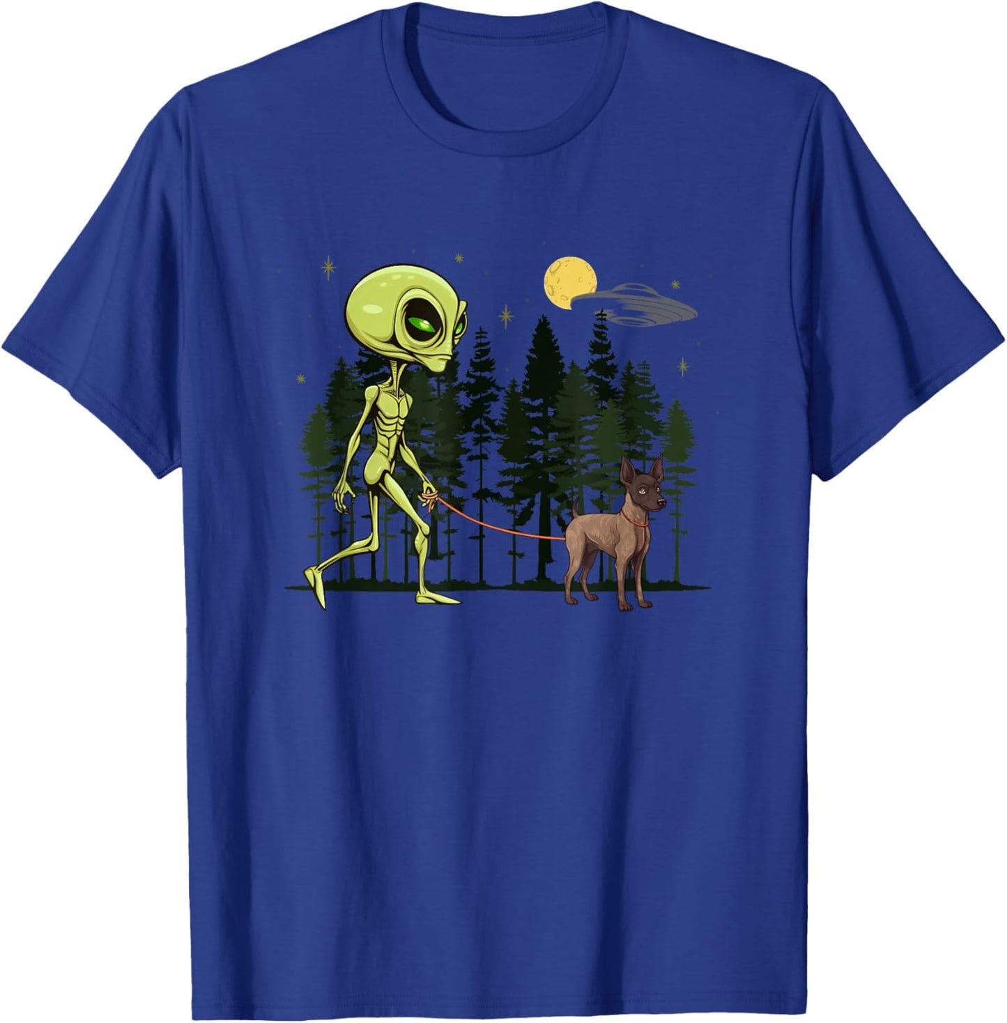 Funny Xoloitzcuintli Xolo Alien Walking UFO Pet Dog Mom Dad T-Shirt - T-Shirt | Royal