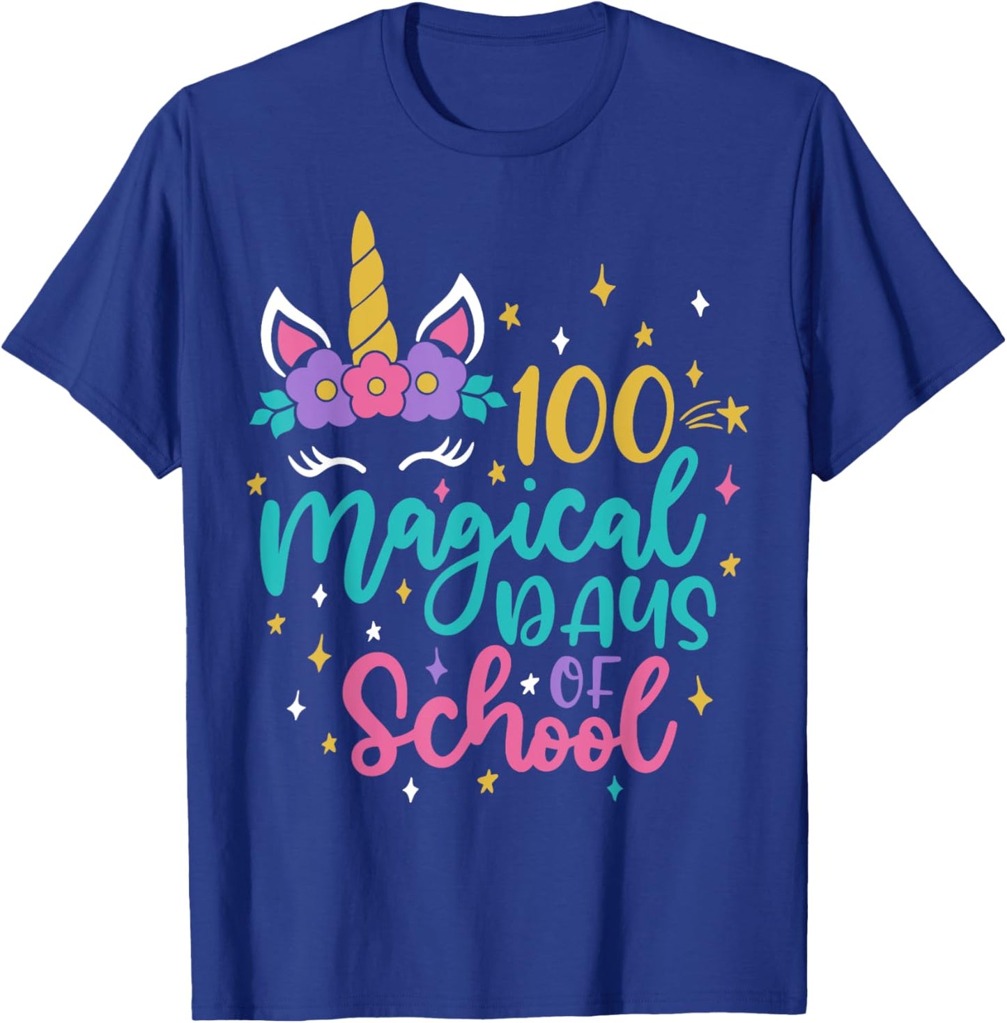 100th Day of School Unicorn 100 Magical Days Teacher Girls T-Shirt - T-Shirt | Royal