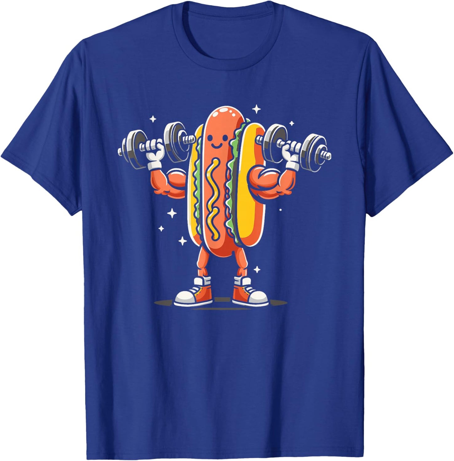 Hotdog Lifting Weights Funny Bodybuilding Weightlifting T-Shirt - T-Shirt | Royal