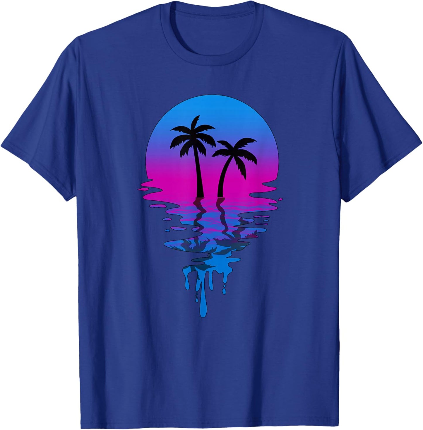 Vintage Retro Sunset Palm Tree T-Shirt - T-Shirt | Royal